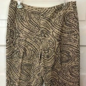 Talbots Lined Navy Embroidered Beige Linen Blend